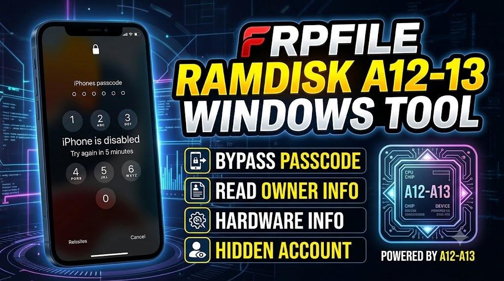 FRPFILE Ramdisk for A13 Bypass Passcode, Read Owner, Hardware Info, Hidden Account (Win Tool)