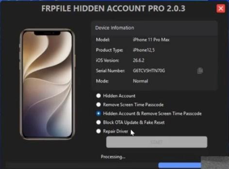 FRPFILE Tool Hidden Account & Screen Time Supports up to i0S version 27.0. How to fix (For Owners)