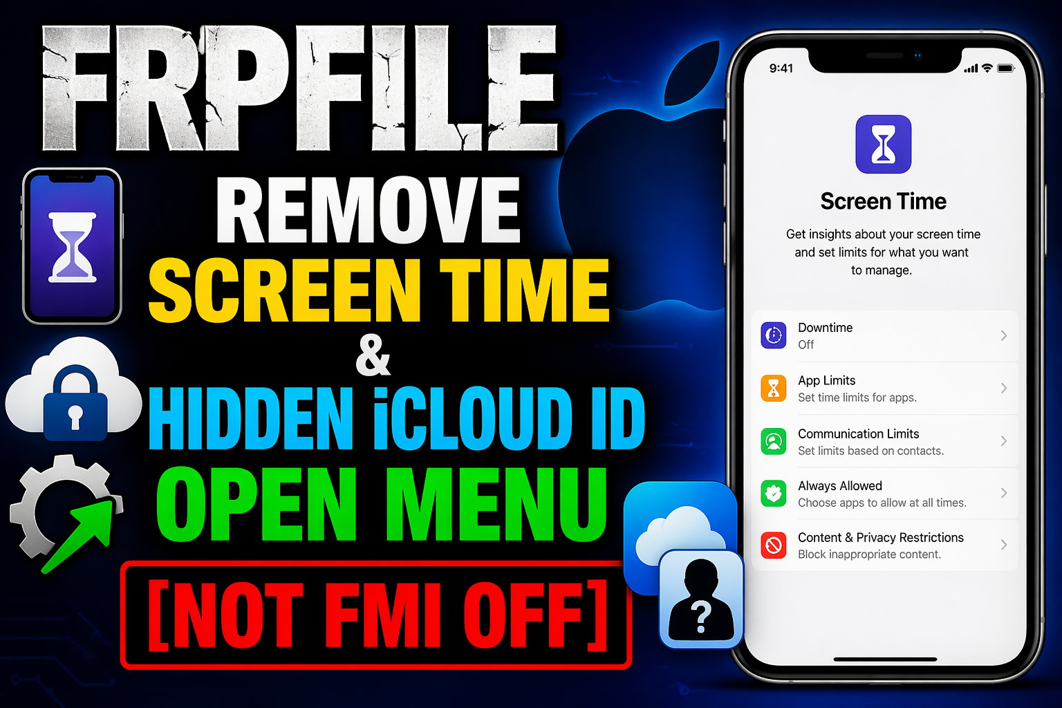 FRPFILE remove-screen-time-hidden-icloud-id-open-menu [NÃO DESATIVA O FMI] ✮ iPhone XR / XS / XS MAX