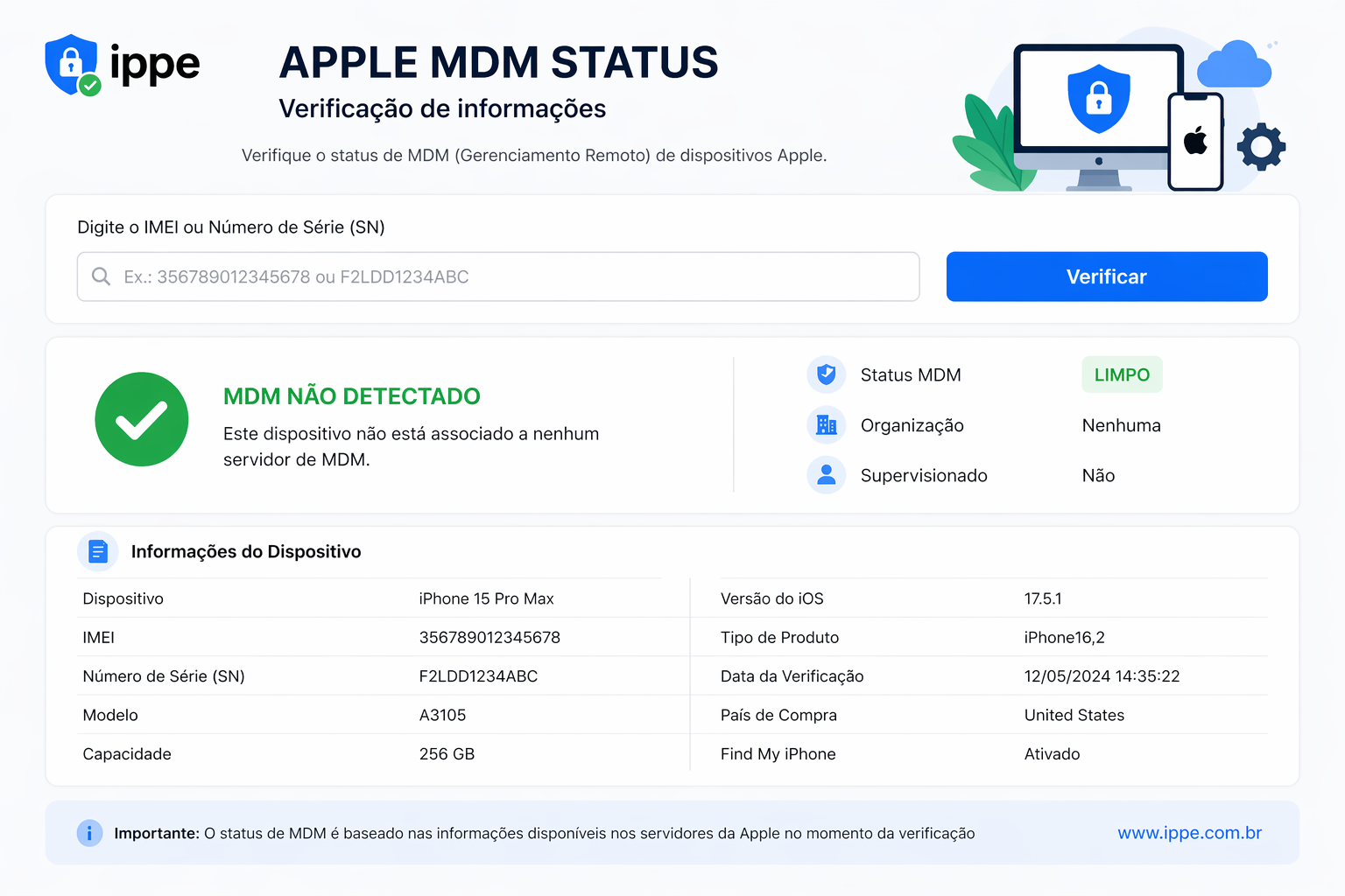 APPLE MDM STATUS Verificação de informações