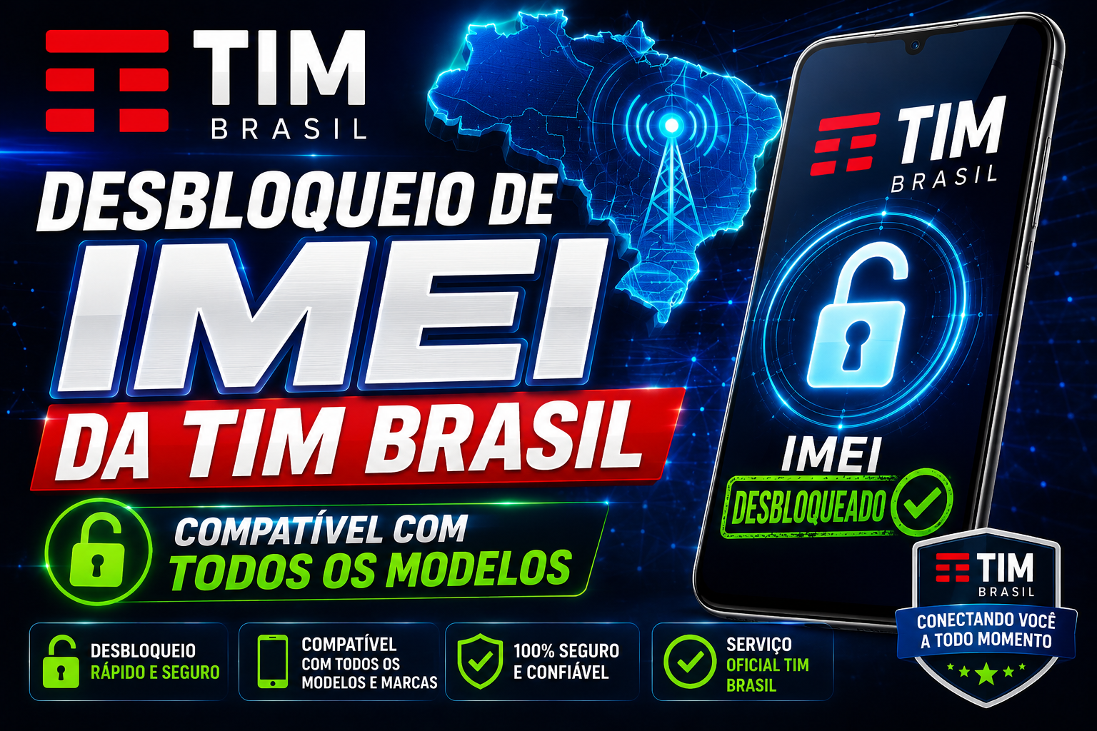 Desbloqueio de IMEI da TIM Brasil – Compatível com todos os modelos